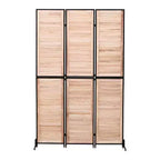 MAYEERTY Paravent à 3 panneaux 1,80 m, en bois, écran d'intimité pliant, marron, séparateur de pièce autoportant