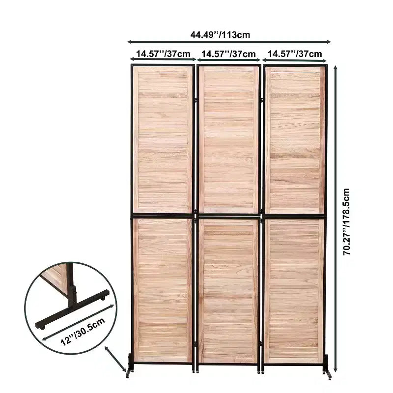 MAYEERTY Paravent à 3 panneaux 1,80 m, en bois, écran d'intimité pliant, marron, séparateur de pièce autoportant