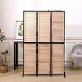MAYEERTY 3 Panel Room Divider 6Ft Wood Folding Privacy Screen Brown Free Standing Wall Separator Room Divider