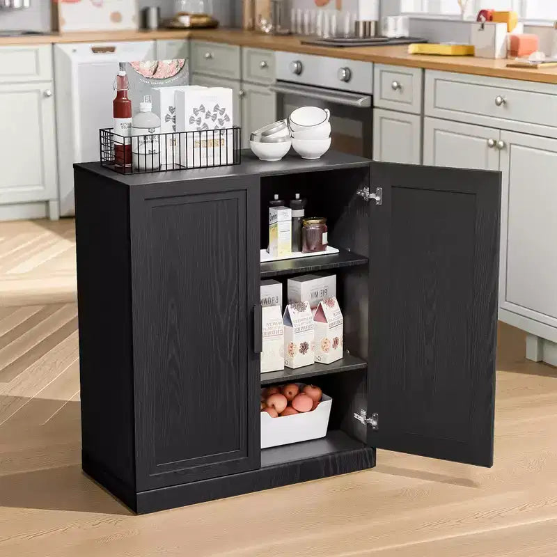 Armoire de rangement Adam noire aspect bois (36x31x16)