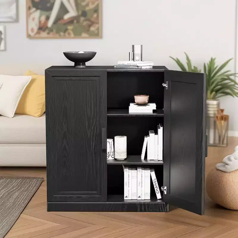 Armoire de rangement Adam noire aspect bois (36x31x16)