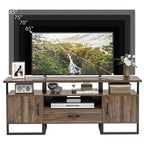 GustoWave Meuble TV industriel 70 pouces, centre de divertissement avec rangement et tiroirs pour salon, marron rustique