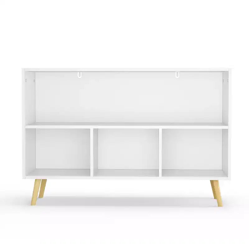 MAYEERTY Étagère pour Livres Enfants avec Tiroirs Pliables en Tissu Meuble de Rangement Jouets Organisateur Blanc et Bleu