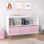 MAYEERTY Étagère pour Livres Enfants avec Tiroirs Pliables en Tissu Meuble de Rangement Jouets Organisateur Blanc et Bleu