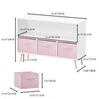 MAYEERTY Étagère pour Livres Enfants avec Tiroirs Pliables en Tissu Meuble de Rangement Jouets Organisateur Blanc et Bleu