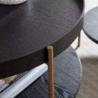 Okak – Ensemble de 2 tables basses gigognes modernes, tables d'appoint rondes à 2 niveaux, montage facile pour salon/chambre/balcon/jardin