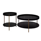 Okak – Ensemble de 2 tables basses gigognes modernes, tables d'appoint rondes à 2 niveaux, montage facile pour salon/chambre/balcon/jardin