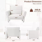 GustoWave Fauteuil d'appoint en tissu mi-siècle, fauteuil de lecture en velours capitonné pour salon
