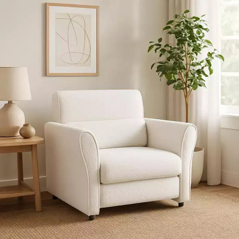 GustoWave Fauteuil d'appoint en tissu mi-siècle, fauteuil de lecture en velours capitonné pour salon