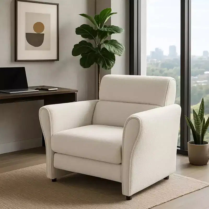 GustoWave Fauteuil d'appoint en tissu mi-siècle, fauteuil de lecture en velours capitonné pour salon
