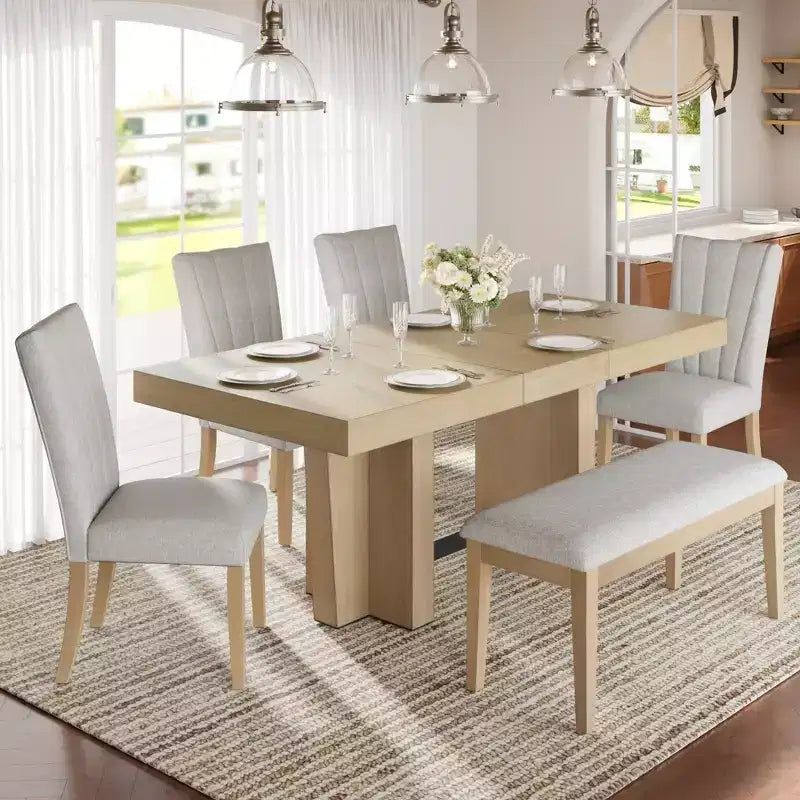 Ensemble de salle à manger extensible Whisen avec banc et 4 chaises