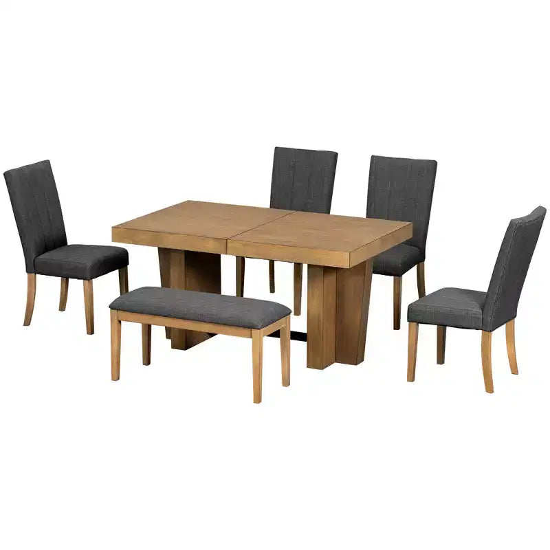 Ensemble de salle à manger extensible Whisen avec banc et 4 chaises