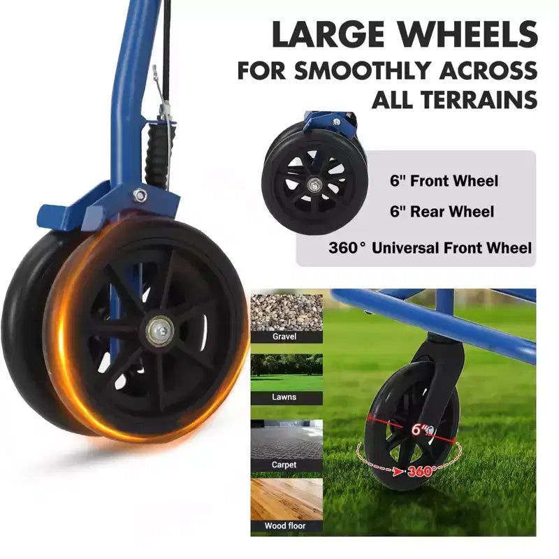 Déambulateur Rollator pour seniors avec siège, déambulateur combiné 3 en 1 avec fauteuil roulant, déambulateur médical tout-terrain pour adultes