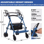 Déambulateur Rollator pour seniors avec siège, déambulateur combiné 3 en 1 avec fauteuil roulant, déambulateur médical tout-terrain pour adultes