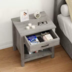 Table de chevet carrée grise Acekool Farmhouse, table de chevet avec tiroir, table d'appoint, table d'appoint pour chambre ou salon