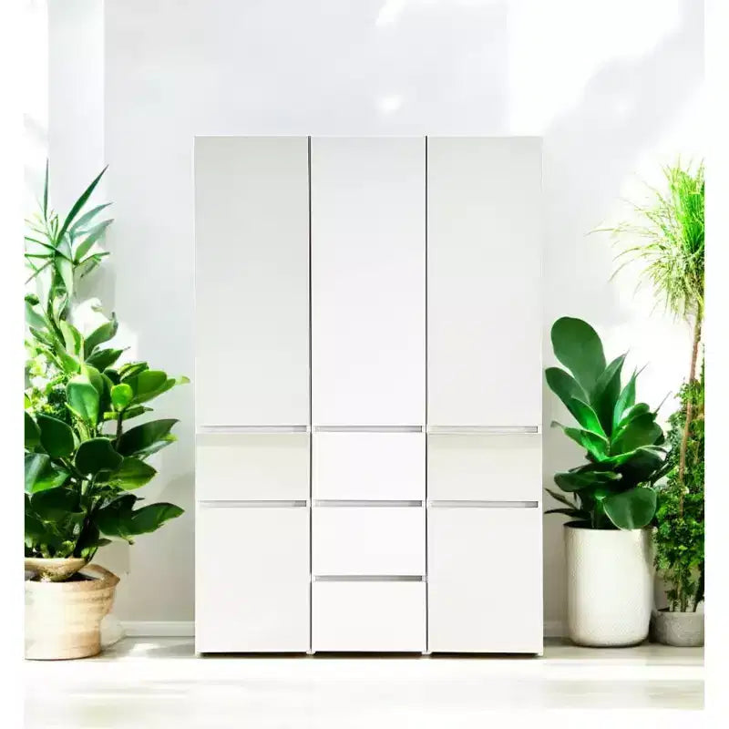 HomeStock 70,9 po H x 17,72 po L Système de rangement de placard en bois composite blanc pour rangement universel avec bacs de rangement