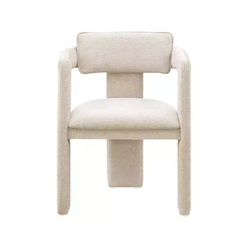 Meridian Furniture, Chaises de salle à manger en tissu chenille beige Brenda, lot de 2