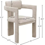 Meridian Furniture, Chaises de salle à manger en tissu chenille beige Brenda, lot de 2