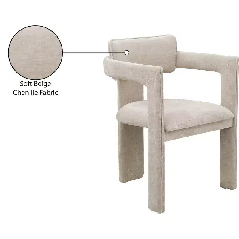 Meridian Furniture, Chaises de salle à manger en tissu chenille beige Brenda, lot de 2