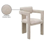 Meridian Furniture, Chaises de salle à manger en tissu chenille beige Brenda, lot de 2