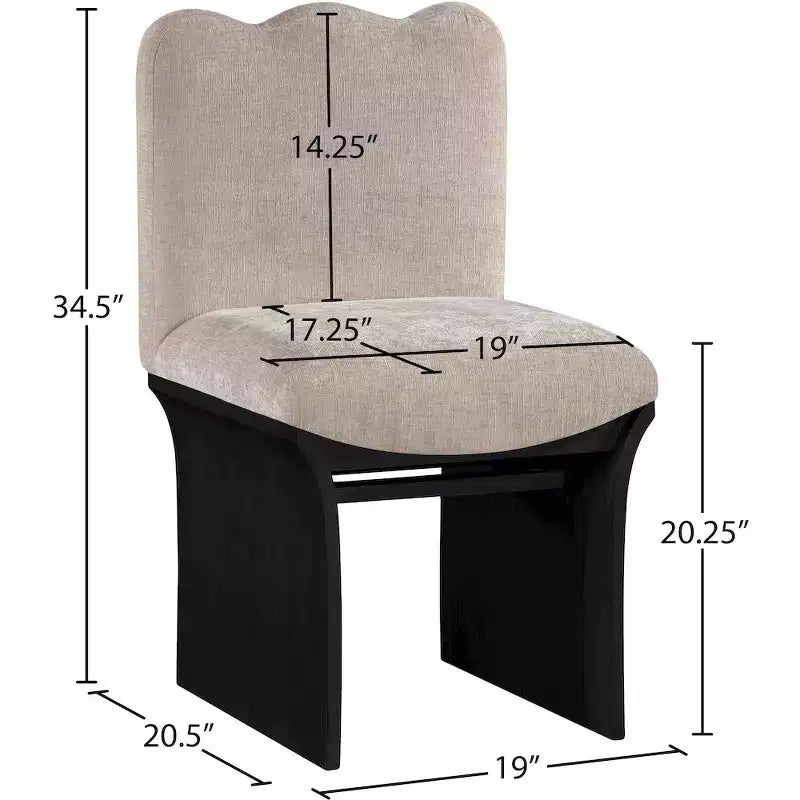 Chaise de salle à manger capitonnée en tissu chenille beige Shaw Meridina Furniture