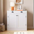 31.5 Buffet de cuisine moderne blanc avec tiroir et étagère réglable, meuble de rangement en bois style ferme pour café/bar, pour cuisine