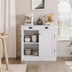 31.5 Buffet de cuisine moderne blanc avec tiroir et étagère réglable, meuble de rangement en bois style ferme pour café/bar, pour cuisine