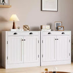 31.5 Buffet de cuisine moderne blanc avec tiroir et étagère réglable, meuble de rangement en bois style ferme pour café/bar, pour cuisine
