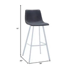 Tabouret de bar en cuir Elland de LeisureMod – Tabouret moderne de hauteur comptoir avec pieds en acier inoxydable blanc pour îlot de cuisine ou bar à domicile, lot de 2