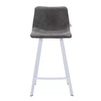 Tabouret de bar en cuir Elland de LeisureMod – Tabouret moderne de hauteur comptoir avec pieds en acier inoxydable blanc pour îlot de cuisine ou bar à domicile, lot de 2