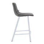 Tabouret de bar en cuir Elland de LeisureMod – Tabouret moderne de hauteur comptoir avec pieds en acier inoxydable blanc pour îlot de cuisine ou bar à domicile, lot de 2