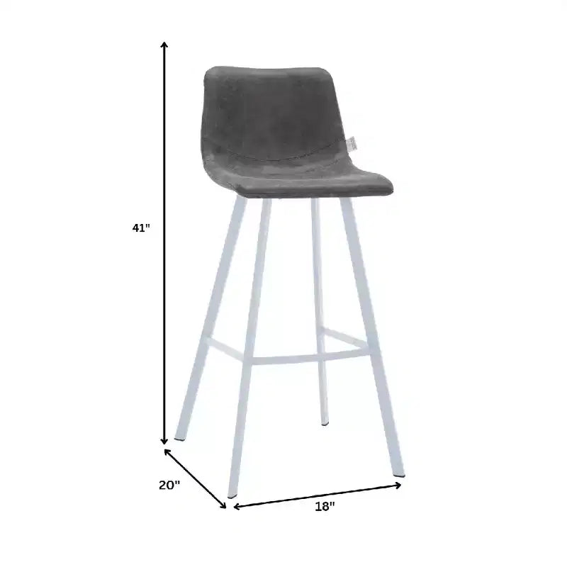 Tabouret de bar en cuir Elland de LeisureMod – Tabouret moderne de hauteur comptoir avec pieds en acier inoxydable blanc pour îlot de cuisine ou bar à domicile, lot de 2