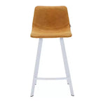Tabouret de bar en cuir Elland de LeisureMod – Tabouret moderne de hauteur comptoir avec pieds en acier inoxydable blanc pour îlot de cuisine ou bar à domicile, lot de 2