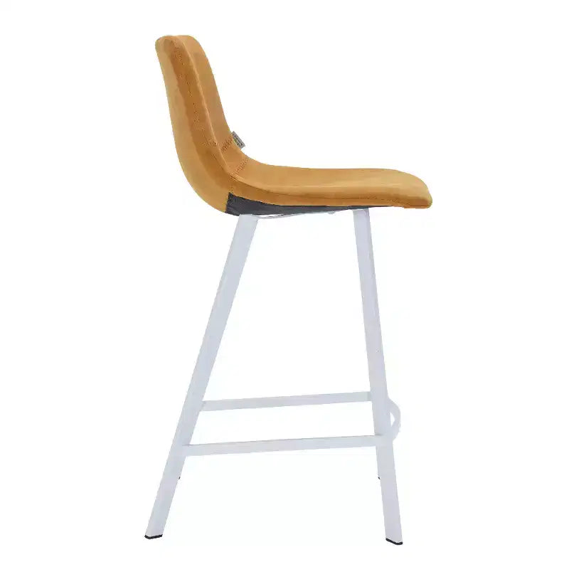 Tabouret de bar en cuir Elland de LeisureMod – Tabouret moderne de hauteur comptoir avec pieds en acier inoxydable blanc pour îlot de cuisine ou bar à domicile, lot de 2