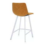 Tabouret de bar en cuir Elland de LeisureMod – Tabouret moderne de hauteur comptoir avec pieds en acier inoxydable blanc pour îlot de cuisine ou bar à domicile, lot de 2