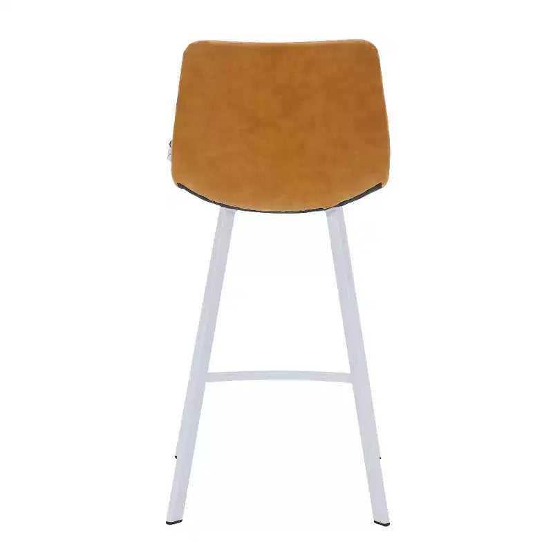 Tabouret de bar en cuir Elland de LeisureMod – Tabouret moderne de hauteur comptoir avec pieds en acier inoxydable blanc pour îlot de cuisine ou bar à domicile, lot de 2