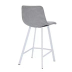 Tabouret de bar en cuir Elland de LeisureMod – Tabouret moderne de hauteur comptoir avec pieds en acier inoxydable blanc pour îlot de cuisine ou bar à domicile, lot de 2