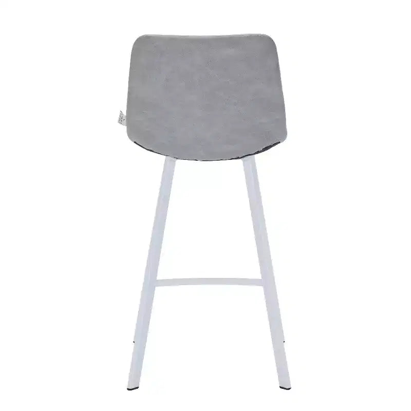 Tabouret de bar en cuir Elland de LeisureMod – Tabouret moderne de hauteur comptoir avec pieds en acier inoxydable blanc pour îlot de cuisine ou bar à domicile, lot de 2
