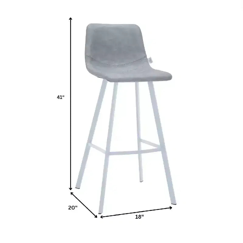 Tabouret de bar en cuir Elland de LeisureMod – Tabouret moderne de hauteur comptoir avec pieds en acier inoxydable blanc pour îlot de cuisine ou bar à domicile, lot de 2