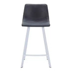 Tabouret de bar en cuir Elland de LeisureMod – Tabouret moderne de hauteur comptoir avec pieds en acier inoxydable blanc pour îlot de cuisine ou bar à domicile, lot de 2
