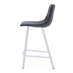 Tabouret de bar en cuir Elland de LeisureMod – Tabouret moderne de hauteur comptoir avec pieds en acier inoxydable blanc pour îlot de cuisine ou bar à domicile, lot de 2