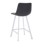 Tabouret de bar en cuir Elland de LeisureMod – Tabouret moderne de hauteur comptoir avec pieds en acier inoxydable blanc pour îlot de cuisine ou bar à domicile, lot de 2