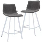 Tabouret de bar en cuir Elland de LeisureMod – Tabouret moderne de hauteur comptoir avec pieds en acier inoxydable blanc pour îlot de cuisine ou bar à domicile, lot de 2