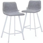 Tabouret de bar en cuir Elland de LeisureMod – Tabouret moderne de hauteur comptoir avec pieds en acier inoxydable blanc pour îlot de cuisine ou bar à domicile, lot de 2