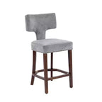 CLIHOME Lot de 2 tabourets de bar mi-siècle hauteur comptoir, chaises d'appoint de cuisine rembourrées en tissu lin de style campagnard avec dossier incurvé