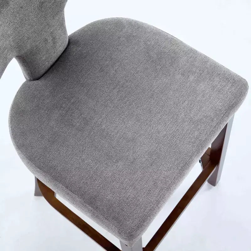CLIHOME Lot de 2 tabourets de bar mi-siècle hauteur comptoir, chaises d'appoint de cuisine rembourrées en tissu lin de style campagnard avec dossier incurvé