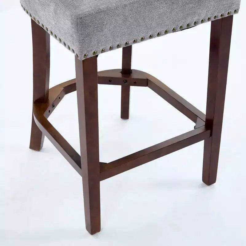 CLIHOME Lot de 2 tabourets de bar mi-siècle hauteur comptoir, chaises d'appoint de cuisine rembourrées en tissu lin de style campagnard avec dossier incurvé