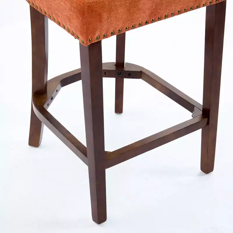 CLIHOME Lot de 2 tabourets de bar mi-siècle hauteur comptoir, chaises d'appoint de cuisine rembourrées en tissu lin de style campagnard avec dossier incurvé