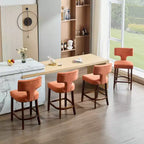 CLIHOME Lot de 2 tabourets de bar mi-siècle hauteur comptoir, chaises d'appoint de cuisine rembourrées en tissu lin de style campagnard avec dossier incurvé