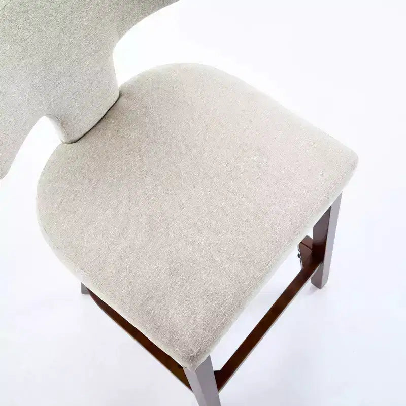 CLIHOME Lot de 2 tabourets de bar mi-siècle hauteur comptoir, chaises d'appoint de cuisine rembourrées en tissu lin de style campagnard avec dossier incurvé